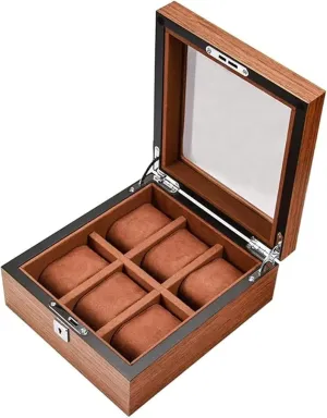 Case Organizer with Clear Glass Window Top Wood Watch Box for Men Women,Watch selfless fasten Case Display Box Wooden Watch Display 