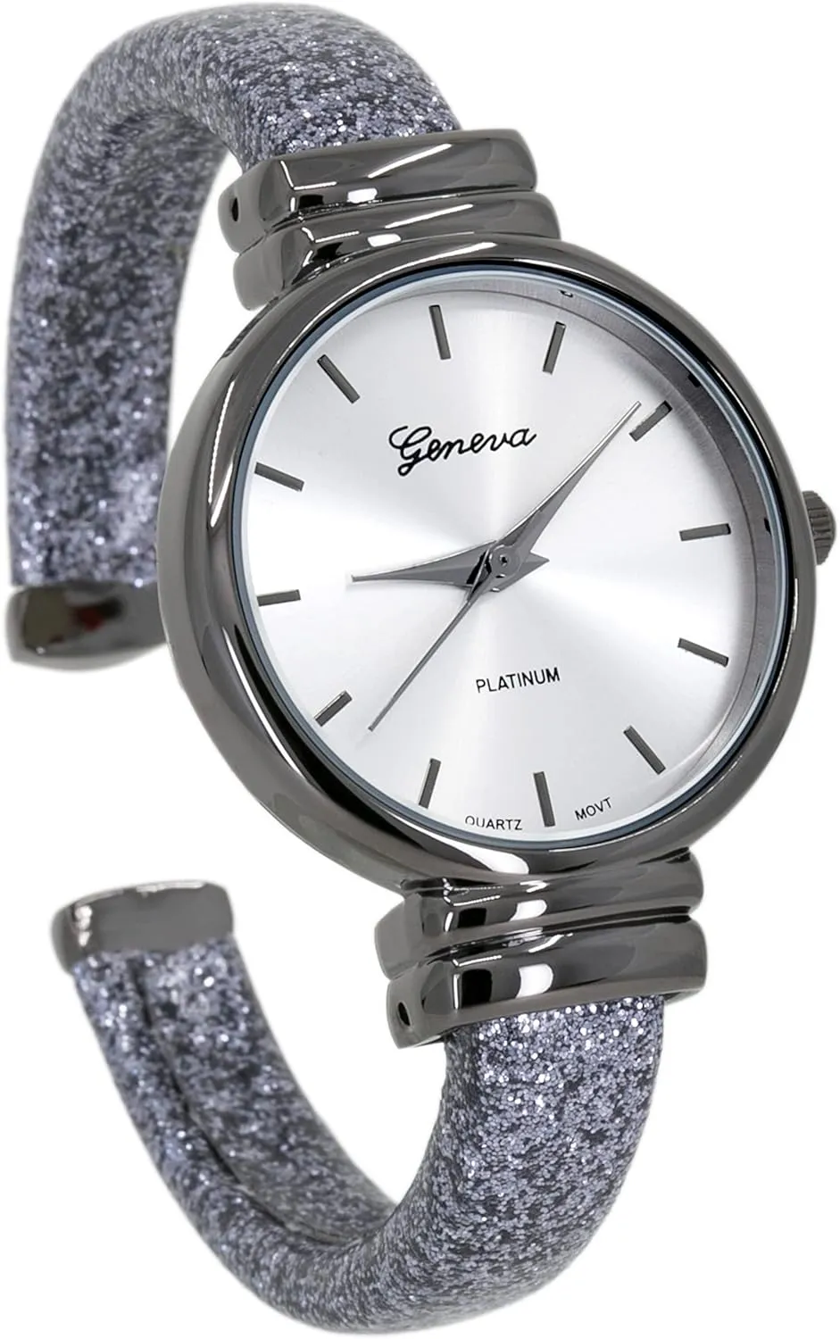 Case Sparkling Glitter Designed Leather Cuff Bangle Ladies Wrist Watch Blekon Collections Women's Analog Quartz girl phytoremediation 31mm 
