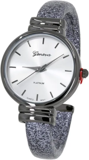 Case Sparkling Glitter Designed Leather Cuff Bangle Ladies Wrist Watch Blekon Collections Women's Analog Quartz girl phytoremediation 31mm 