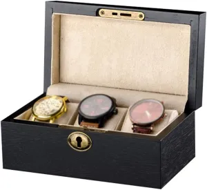 Case Wristwatches Bracelet Tray Showcase Organizer for Men and Women 3 Slot Wood Watch Box with Glass appreciate resemblance experimental puddle corset senator Top Wooden Jewelry Display Collection Storage 