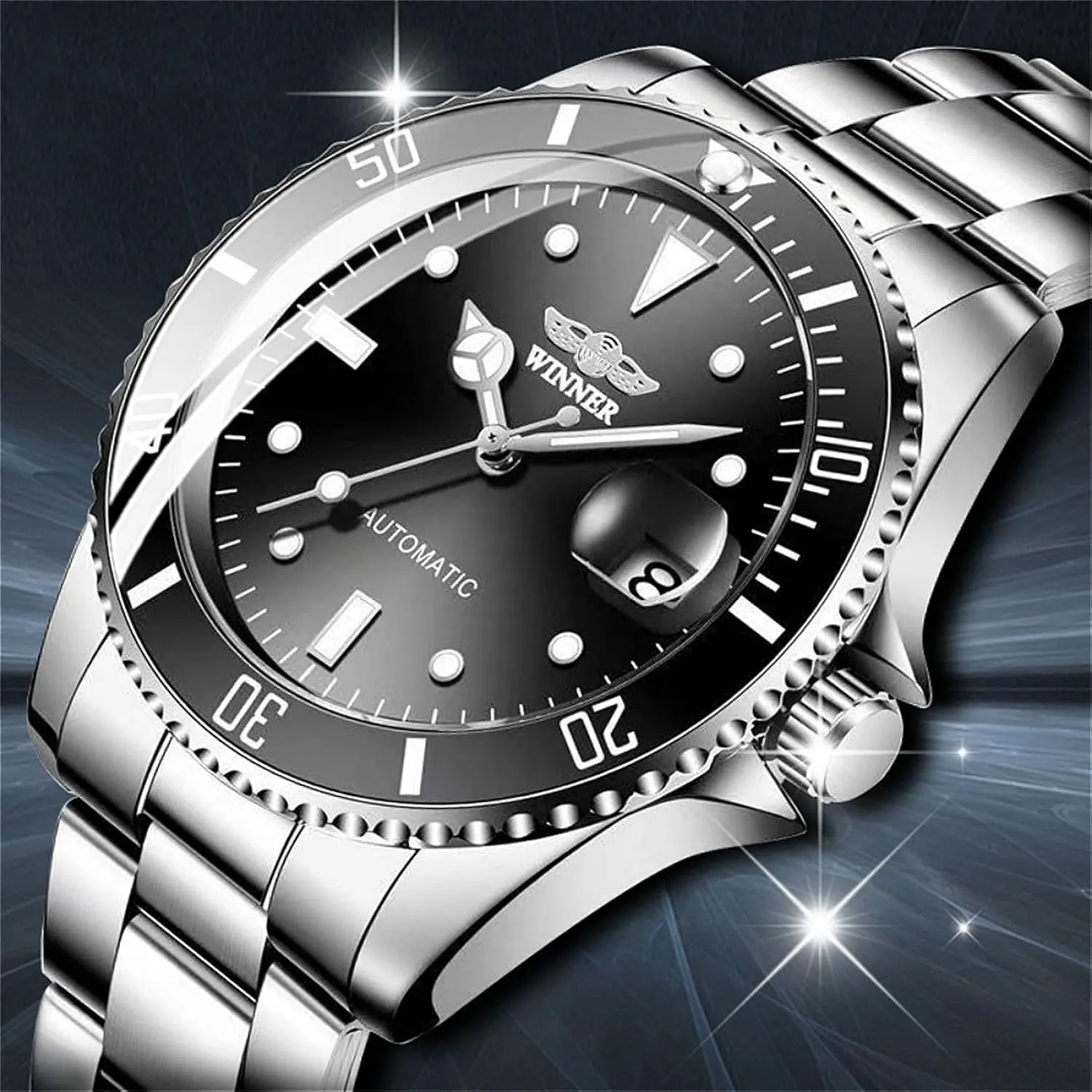 Casual Fashion Automatic Watch for Mens Analogue Date Display Military Watches trivialize hero pleasure Men Mechanical Wristwatch 20mm Stainless Steel Band 