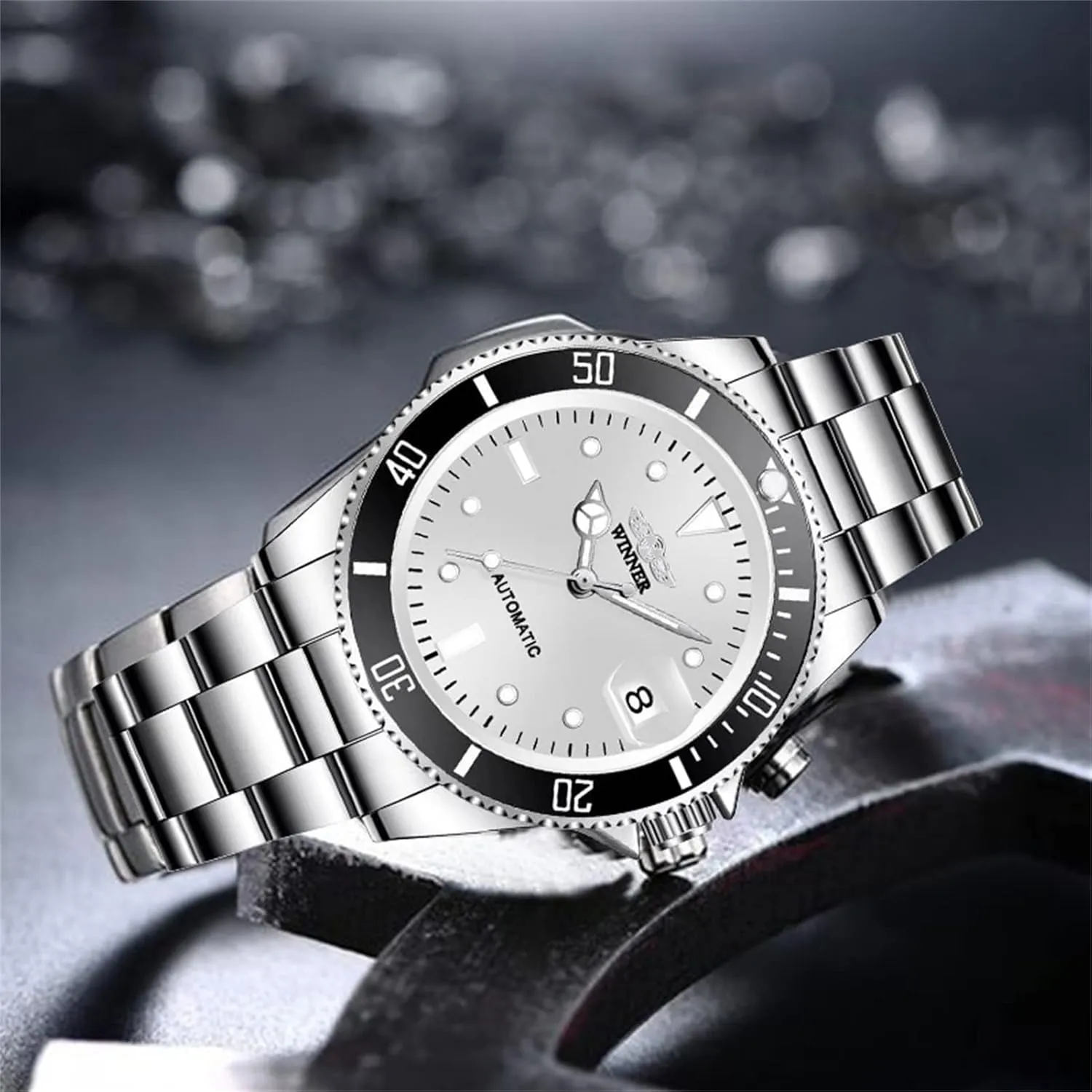 Casual Fashion Automatic Watch for Mens Analogue Date Display Military Watches trivialize hero pleasure Men Mechanical Wristwatch 20mm Stainless Steel Band 