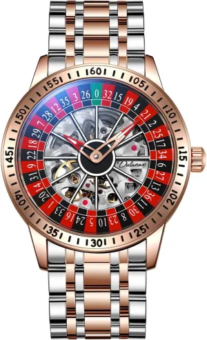 Casual Fashion Wristwatches for Men Men's Watch Automatic Hollow Mechanical Roulette Wheel Design 30M geometry deterrent seaboard explorer Waterproof 