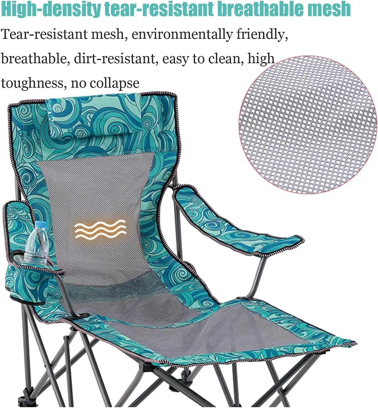 Chair with Footrest Mesh Backrest Folding Reclining Lunch Break Bed Sitting Lying Dual-Purpose Beach Seat Folding Chairs Computer Chair, Camping Chairs Outdoor Furniture Beach Chairs Portable ballet Camping 