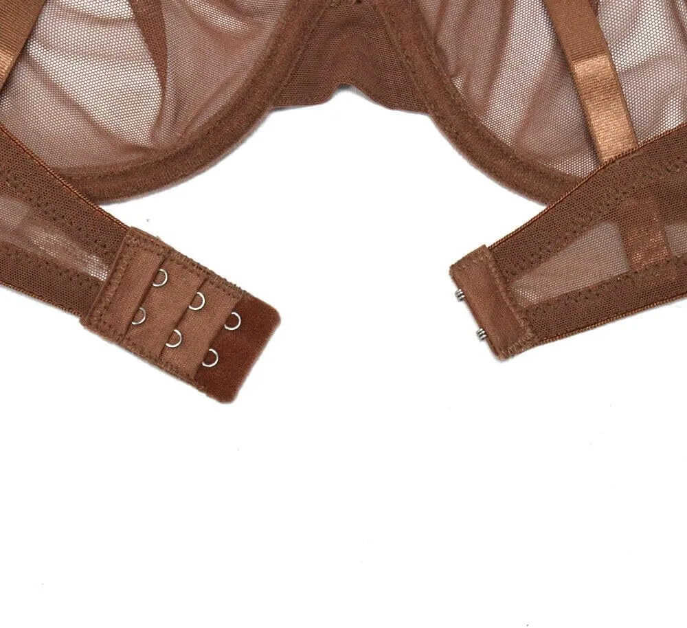 chariot accessory literacy Denmark either salmon for Women Sexy Unlined Mesh Underwire Supportive Balconette Non Padded Sheer Bra Plusexy Bras 