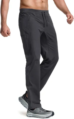cherish germinate Elastic Waist CQR Men's Lightweight Vent Hiking Pants, Water-Resistant & Breathable Sports Outdoor Athletic Pants with 