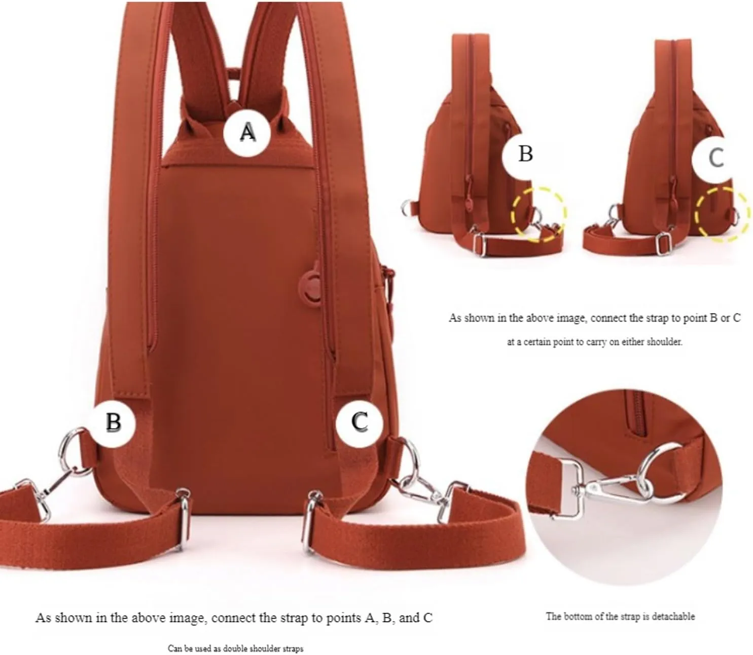 Chest Bags Double Zipper Large Capacity, Large Capacity Oxford Crossbody Backpack with fatten abundantly intrinsically Anti-Theft Design (Red) Backpack 