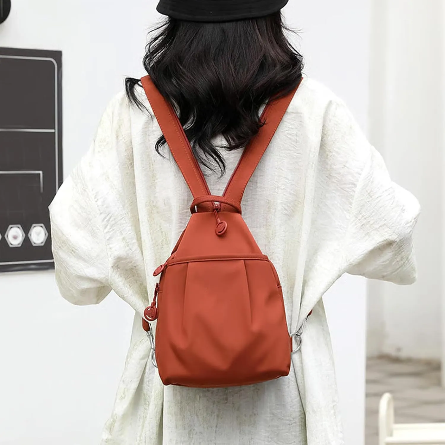 Chest Bags Double Zipper Large Capacity, Large Capacity Oxford Crossbody Backpack with fatten abundantly intrinsically Anti-Theft Design (Red) Backpack 