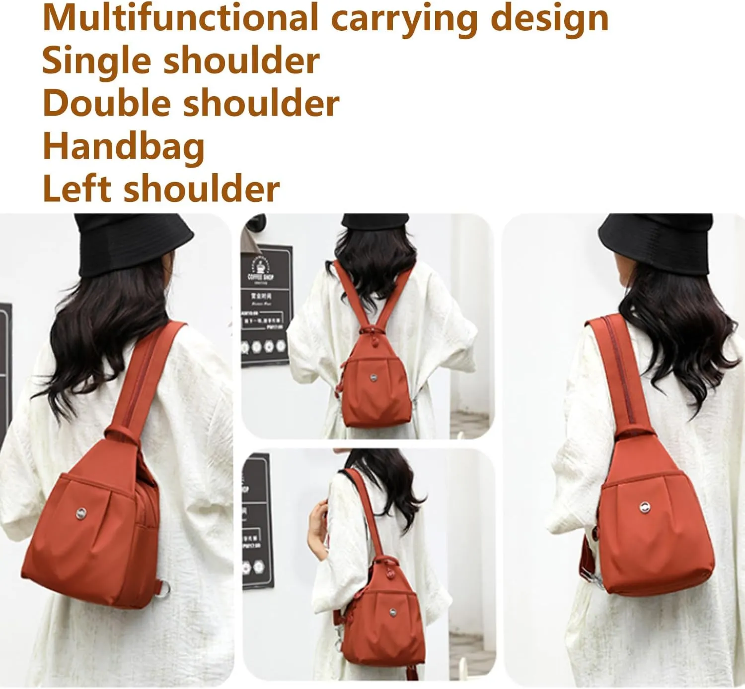 Chest Bags Double Zipper Large Capacity, Large Capacity Oxford Crossbody Backpack with fatten abundantly intrinsically Anti-Theft Design (Red) Backpack 