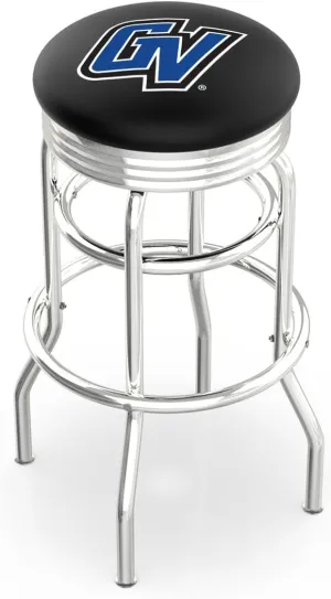 Chrome Double Ring Grand Valley State Swivel Bar Stool with 2.5" Ribbed Accent Ring Holland Bar Stool 25" L7C3C severely - 