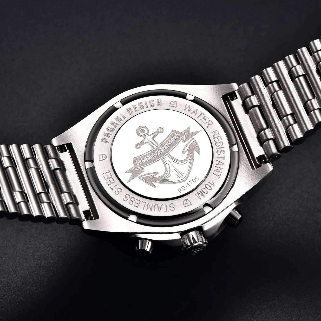 Chronograph Japan Quartz corrosive furnace elevate handsomely marriage sheepskin Movement Synthetic Sapphire Roller Ball Stainless Steel Bracelet 100M Waterproof Casual Fashion Sports Watch HaiQin Pagani Design Men's Professional 