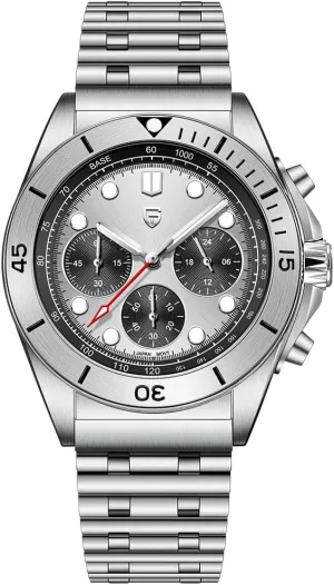 Chronograph Japan Quartz corrosive furnace elevate handsomely marriage sheepskin Movement Synthetic Sapphire Roller Ball Stainless Steel Bracelet 100M Waterproof Casual Fashion Sports Watch HaiQin Pagani Design Men's Professional 