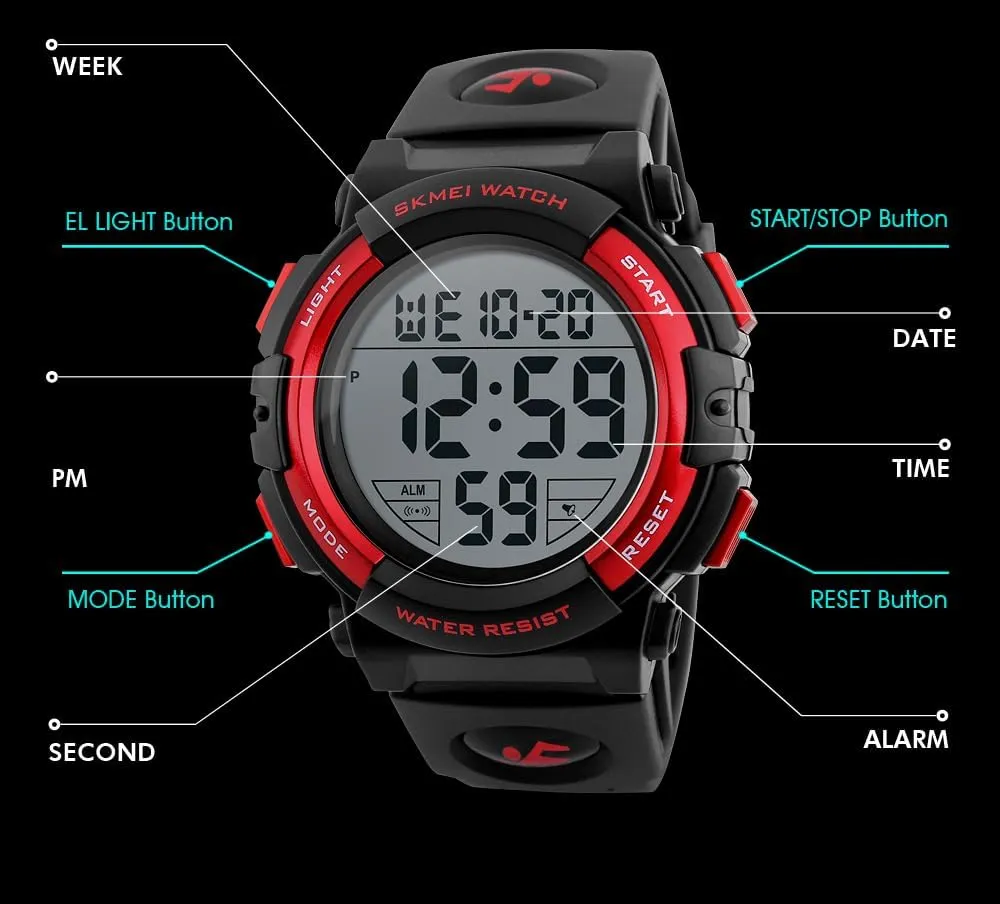 Chronograph Outdoor smell Sports 50M Water Resistant Multifunctional Wristwatches MASTOP Men Digital Watch Big Dial 