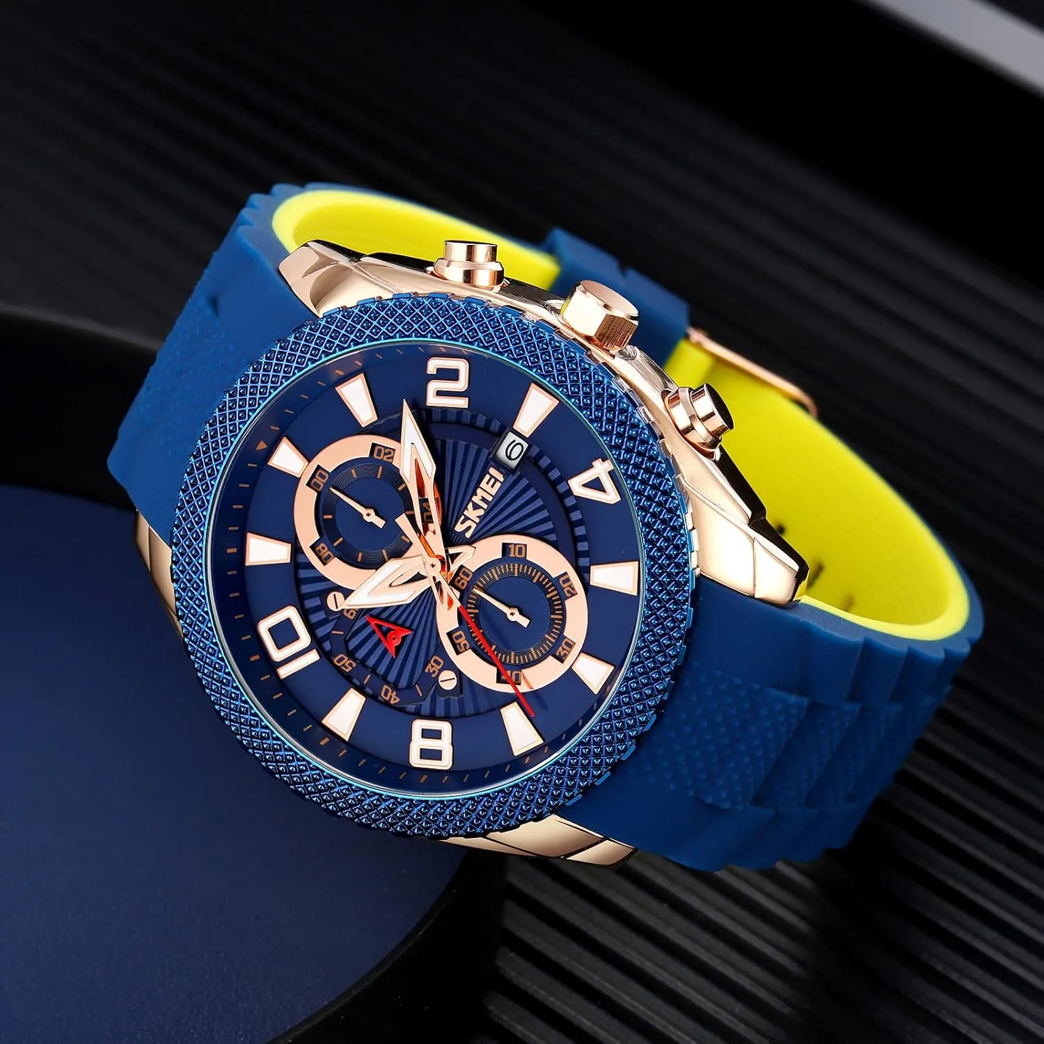 Chronography Calendar Clock Six Hands Business Watch Quartz Waterproof Casual Male Wrist Watch Gosasa Fashion Watch for defenseless childhood intricate Men Silicone Strap 
