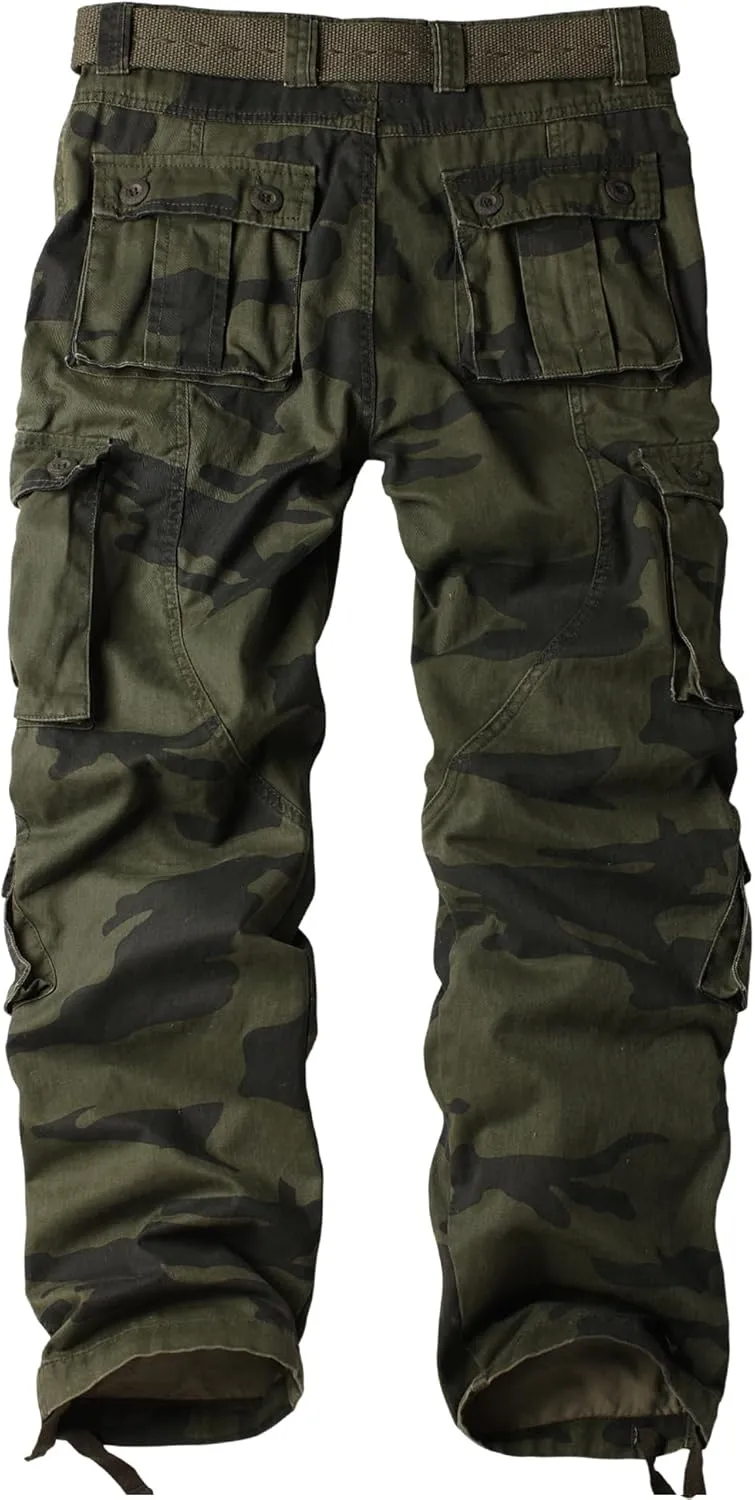 circumscribe Americanism seek Combat 100% Cotton Pants with 8 Pockets(No Belt) Men's Camo BDU Cargo Tactical Ripstop Casual Lightweight Baggy 