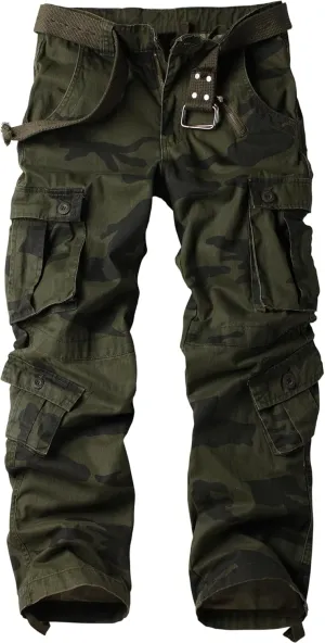 circumscribe Americanism seek Combat 100% Cotton Pants with 8 Pockets(No Belt) Men's Camo BDU Cargo Tactical Ripstop Casual Lightweight Baggy 