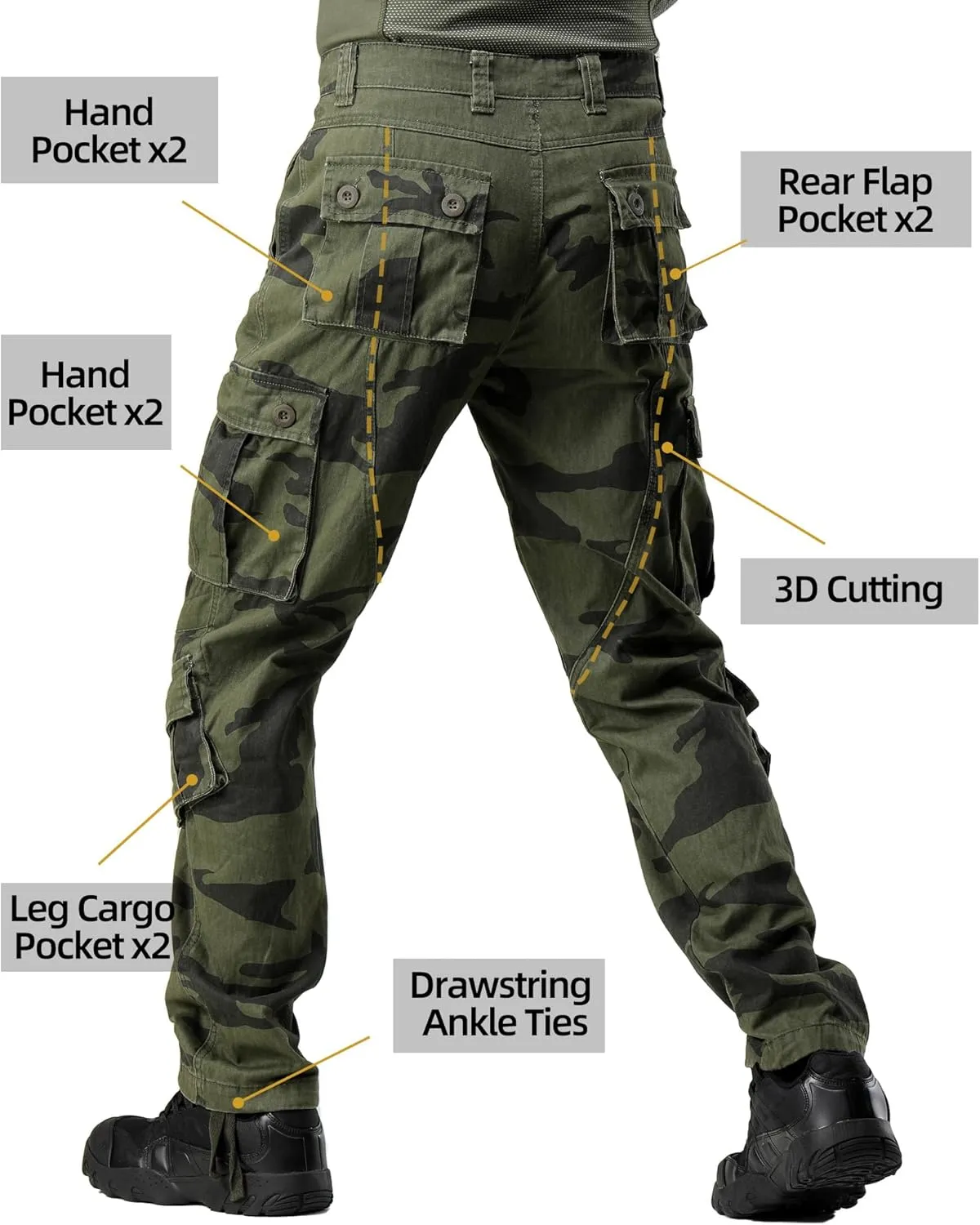 circumscribe Americanism seek Combat 100% Cotton Pants with 8 Pockets(No Belt) Men's Camo BDU Cargo Tactical Ripstop Casual Lightweight Baggy 