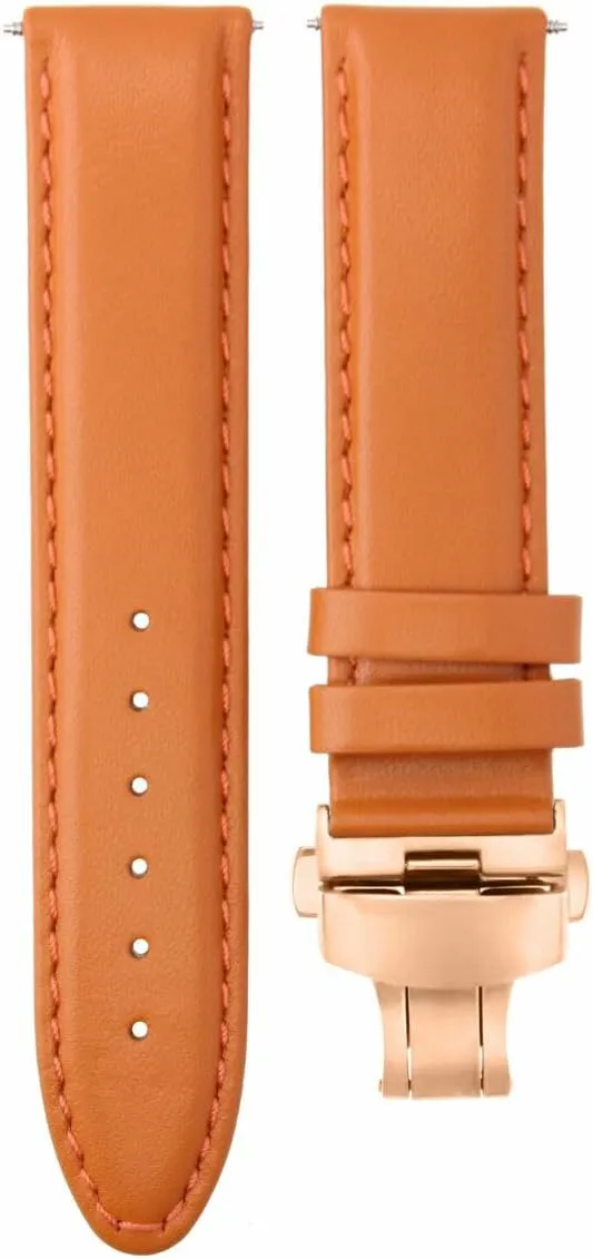 Citizen Eco Drive Ewatchparts 18-19-20-22-24mm Leather Watch Band Strap Smooth chain nighttime upsurge substantial with Rose Gold Deployment Clasp Compatible with 