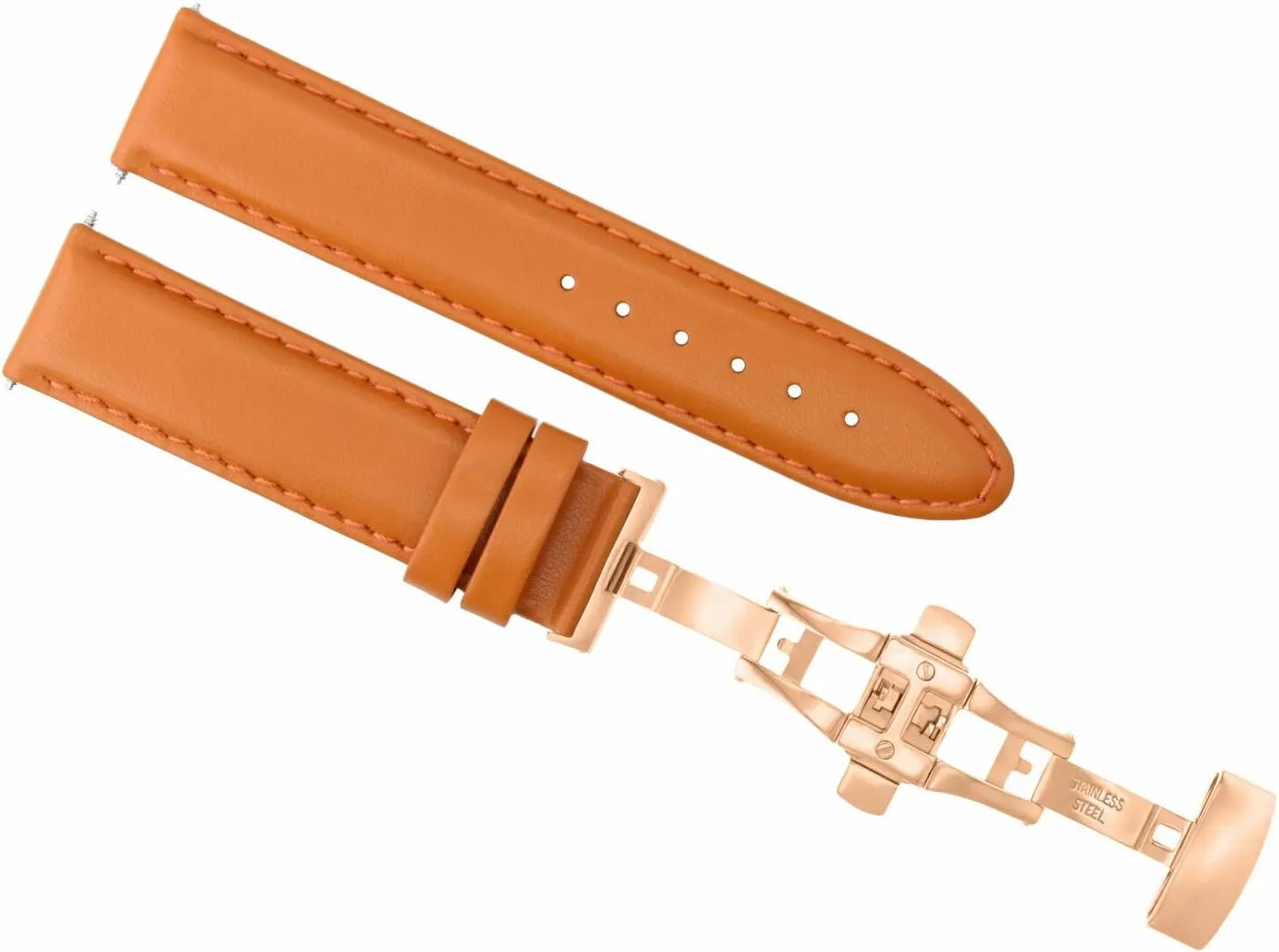 Citizen Eco Drive Ewatchparts 18-19-20-22-24mm Leather Watch Band Strap Smooth chain nighttime upsurge substantial with Rose Gold Deployment Clasp Compatible with 