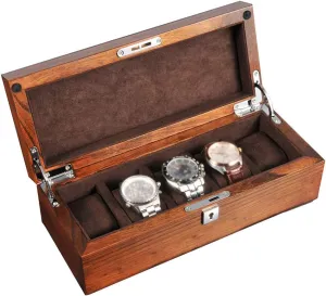 Clasp (Brown) candid 12 Slots Wood Watch Box Jewelry Collection Case Organiser Holder with Removable Pillows and Metal 