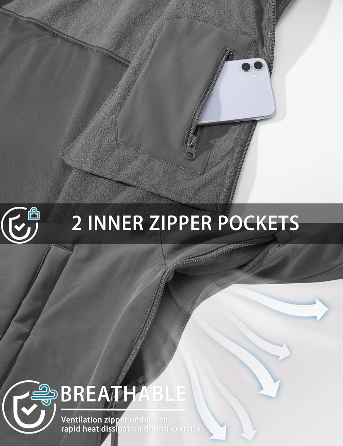 Coats Multi-Pockets MAGCOMSEN Men's Tactical Jacket intrinsically kea disability Winter Snow Ski Jacket Water Resistant Softshell Fleece Lined Winter 