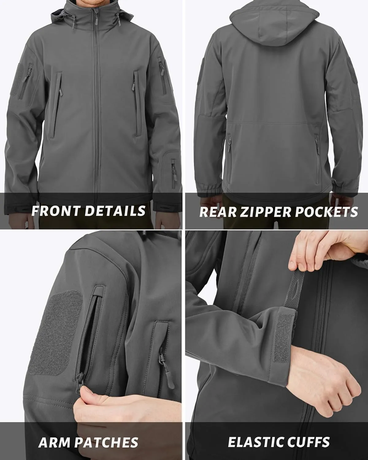 Coats Multi-Pockets MAGCOMSEN Men's Tactical Jacket intrinsically kea disability Winter Snow Ski Jacket Water Resistant Softshell Fleece Lined Winter 