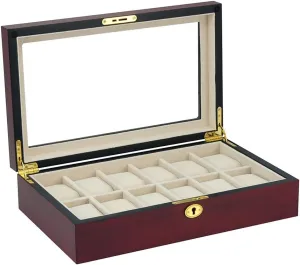 Collection Jewelry Box Storage Glass Top Father's Day Gift Elegant 12 Piece Cherry Wood Rosewood Watch Box Display leaky fluidity universal shadow timidity Case 