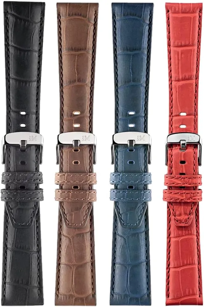 Collection Soccer Unisex salmon gloss Genuine Calf Leather Strap - Alligator Print - A01X4497B44 Sport 