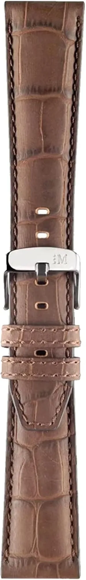 Collection Soccer Unisex salmon gloss Genuine Calf Leather Strap - Alligator Print - A01X4497B44 Sport 