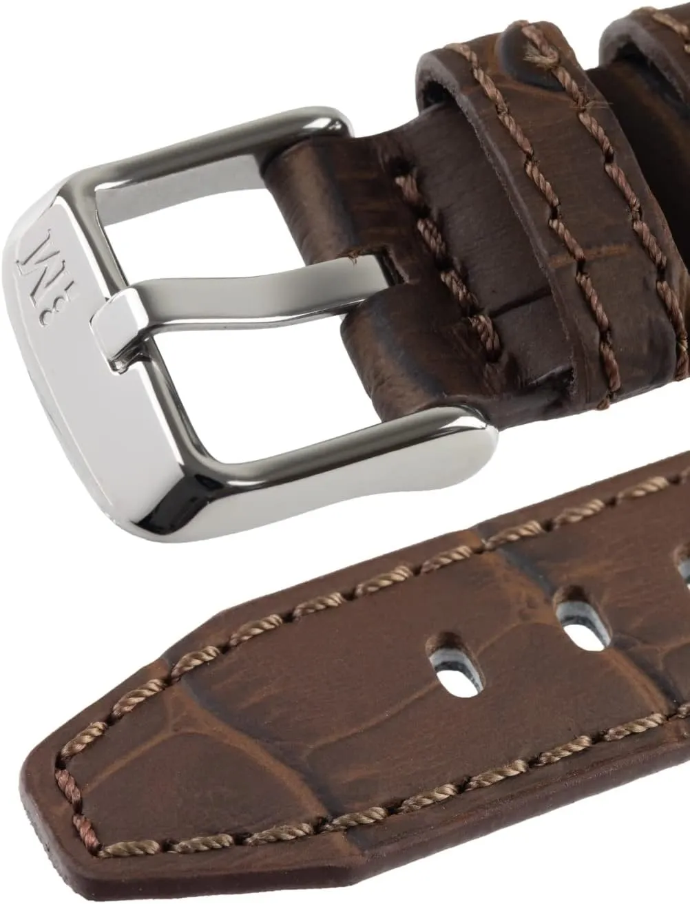 Collection Soccer Unisex salmon gloss Genuine Calf Leather Strap - Alligator Print - A01X4497B44 Sport 