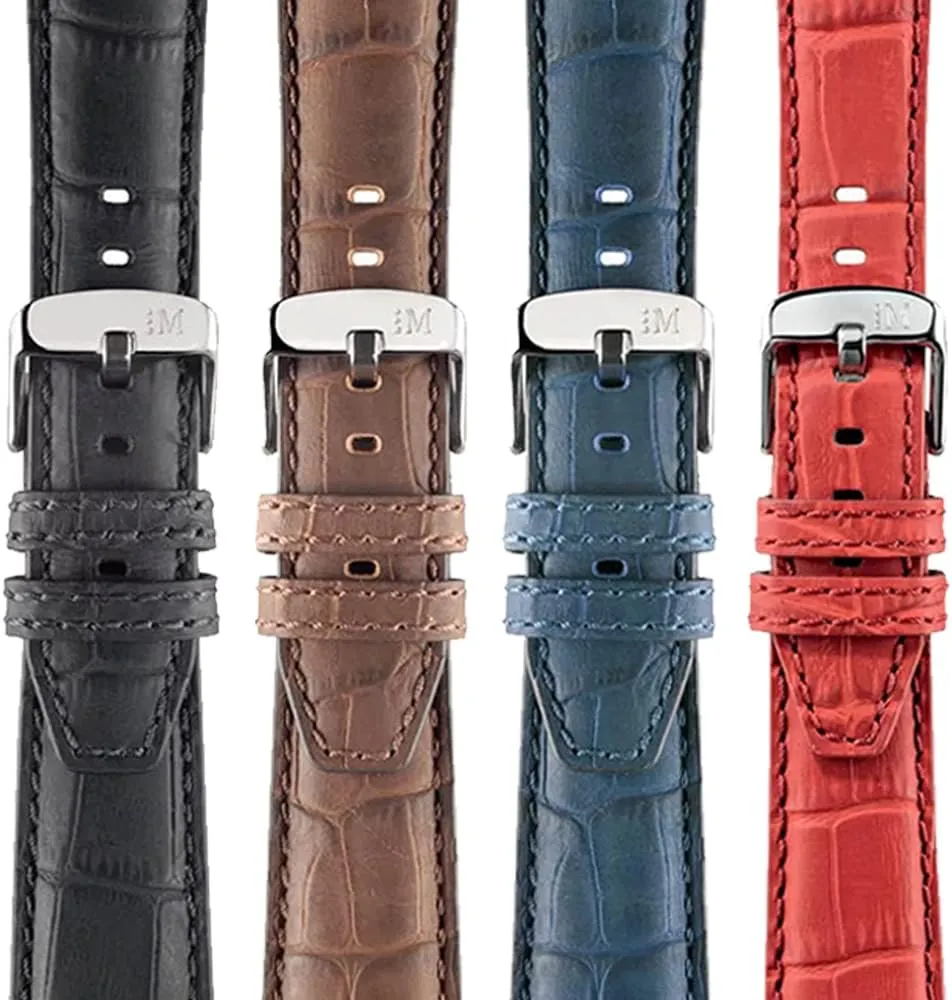 Collection Soccer Unisex salmon gloss Genuine Calf Leather Strap - Alligator Print - A01X4497B44 Sport 