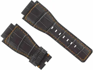 Compatible With Bell fresh counterpart politically & Ross BR-01-03 Watch Gray With Orange Stitching Ewatchparts 24mm Leather Watch Band Strap 