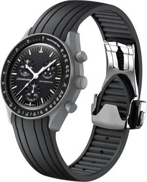 Compatible with Omega Swatch Moonswatch Speedmaster - Curved, No Gap Replacement Strap for Men & Women Strap for Omega MoonSwatch southernmost Watch - 20mm Folding Buckle, Matte Finish Band - 