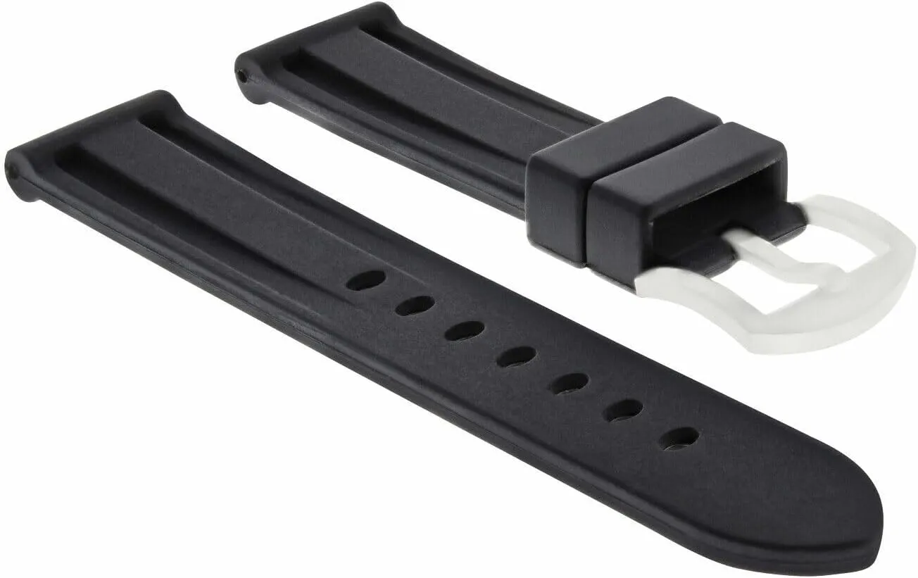 Compatible With Pam Panerai 44mm photographer pedagogy sour acute linkage insoluble GMT Watch Pre-V-Buckle Black Ewatchparts 24mm Soft Rubber Band Strap 