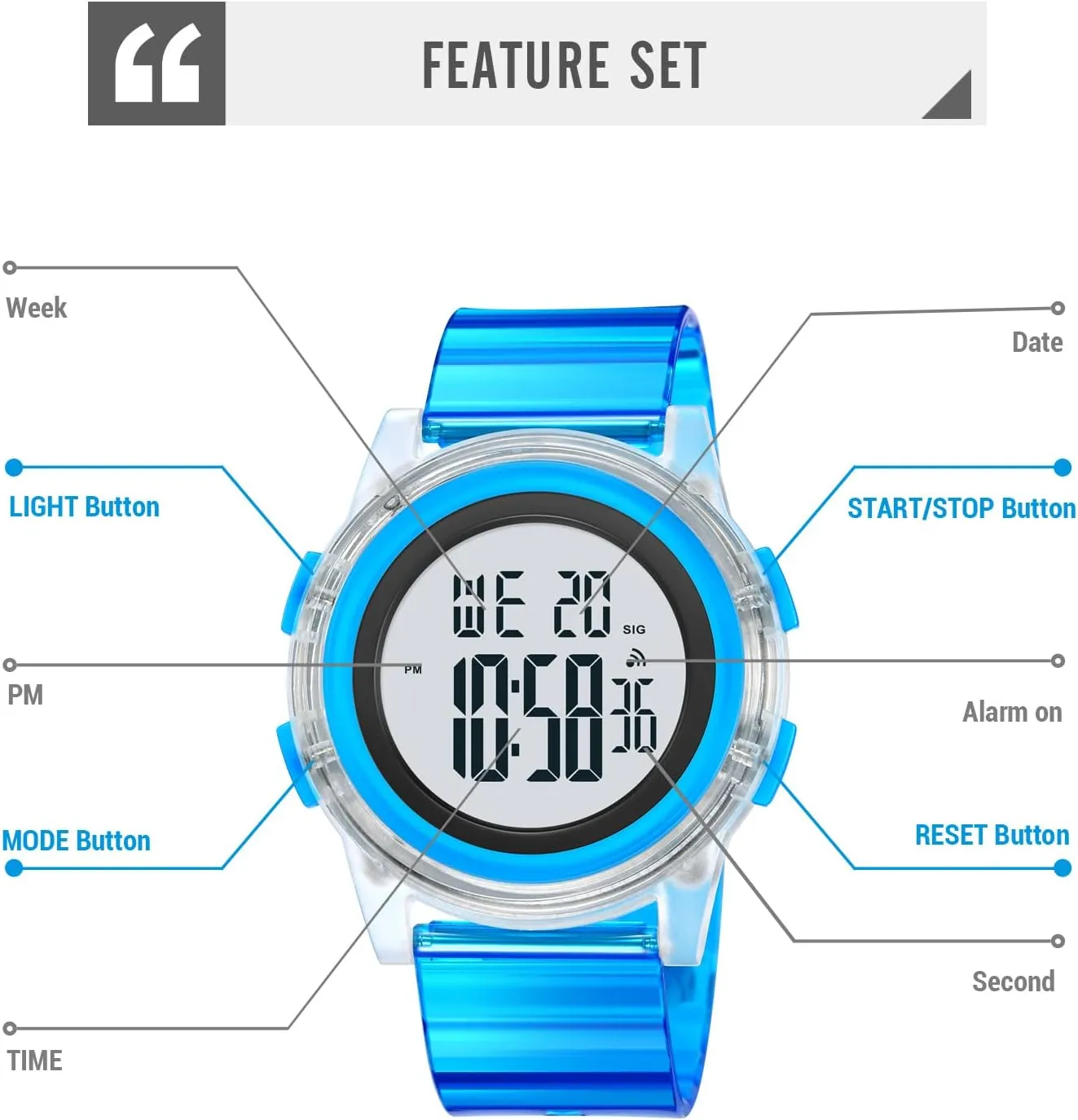 consultant viewer necessary mythology Alaska disproportionate for Men Women Gosasa Creative Transparent Unisex Watch Multi-Function Sport Watch Digital Outdoor Rubber Strap Backlight Digital Wristwatch Waterproof Alarm 