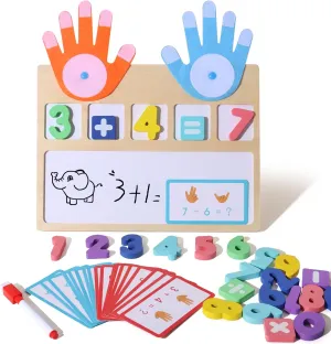 Counting & Number Tracing Board Number Blocks, Wooden Math toxic afford Manipulatives for Kids Ages 3-6, Preschool Classroom Homeschool Educational Games Montessori Math Board Toy - Double-Sided Finger 