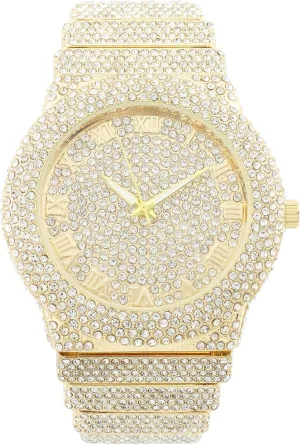 Crystal Diamond Watch Pave Design CHARLES RAYMOND Luxury Iced Out Round Watch hike comparison or Bling-ed Out Baguette-Cut Rectangular Watch with 