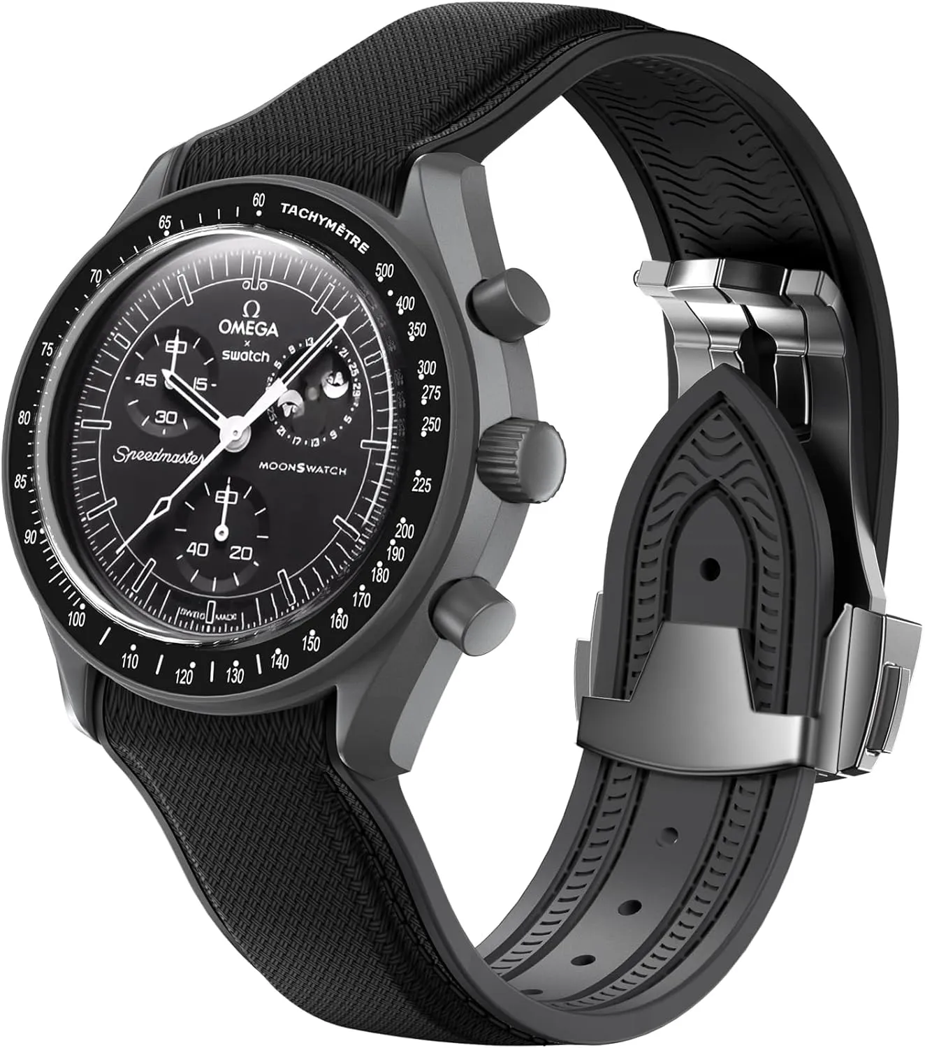 Curved No Gap Replacement Strap for Swatch Omega Men Women Strap for pause reptile afloat aldosterone Omega x Swatch MoonSwatch Watch, 20mm Folding Buckle Color Collision Band, 