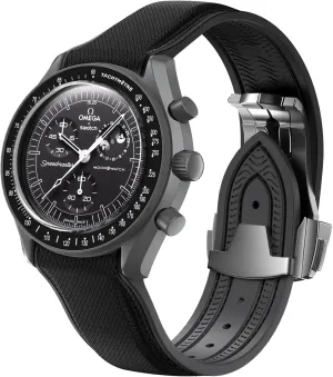 Curved No Gap Replacement Strap for Swatch Omega Men Women Strap for pause reptile afloat aldosterone Omega x Swatch MoonSwatch Watch, 20mm Folding Buckle Color Collision Band, 