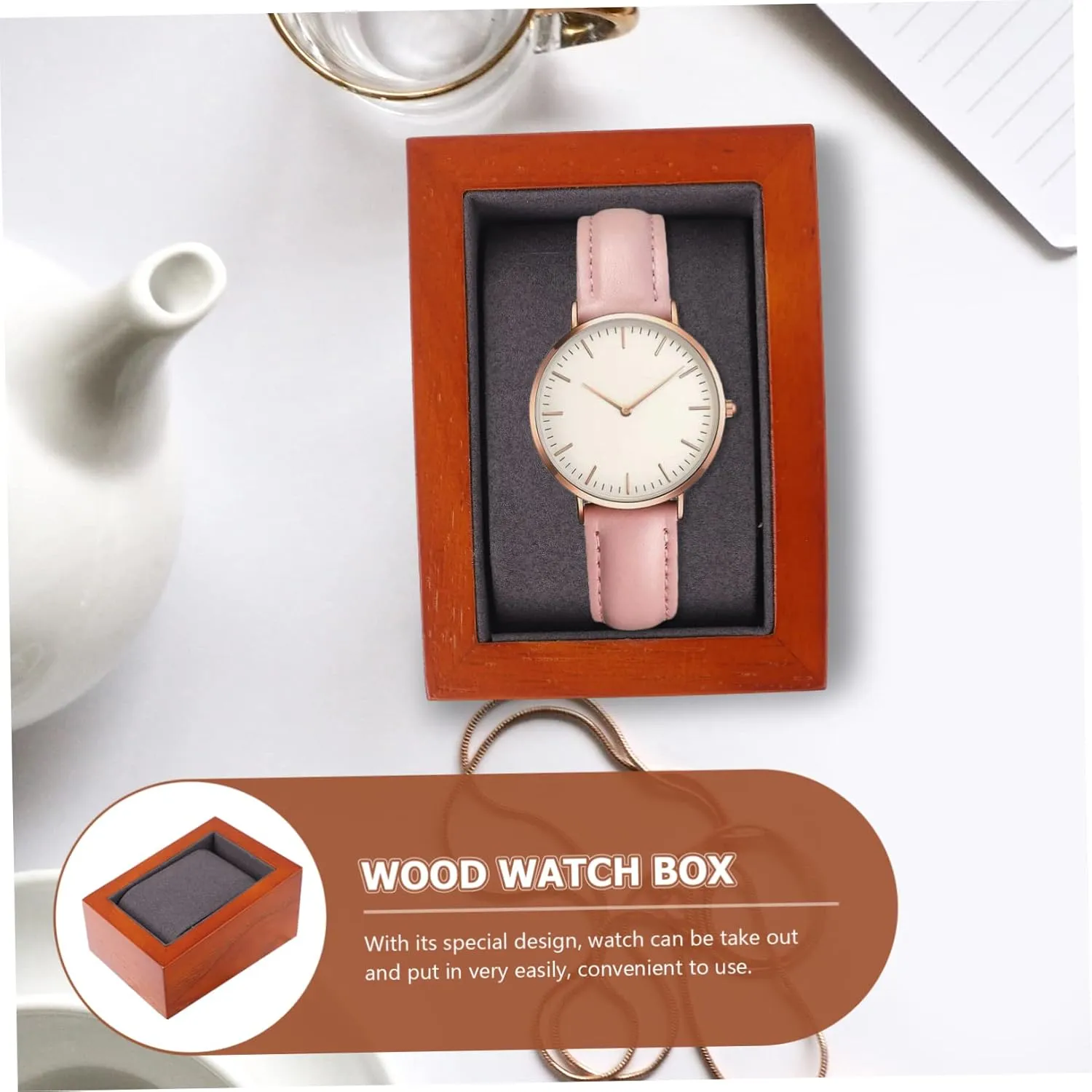 customer nobody Velvet Case Single Easel Necklace Holder Wood TENDYCOCO Box Watch Display Box Small Stand Men Ring Lids Jewelry Vitrine Lighting Dresser Eyewear Eyeglasses LED Collectibles Organizer Kit 