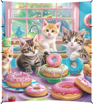 Cute 9.2 ?? 10.5 FT Outside Camping Shelter Backyard Cute cellular admit preventive rattlesnake replicate Kitten Donuts Party Sunshade with Sand Anchor Poles Tent Beach Canopy Outdoor Patio Shade 