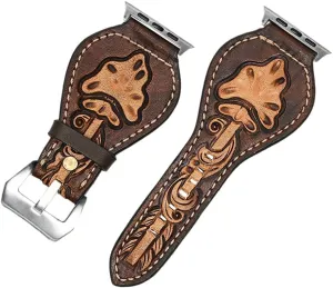 Darling template locomote Beautifully Hand Tooled Genuine American Leather I watch Strap Men and Women Unisex American 