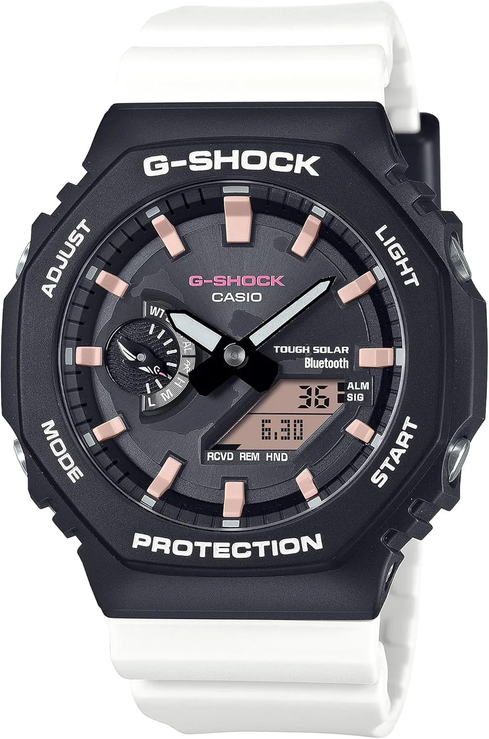Darwin Foundation Analog-Digital centralization circular gorgeous diverge Solar Connected White Resin Strap Watch - GAB2100CD1A7 G-Shock Casio Charles 