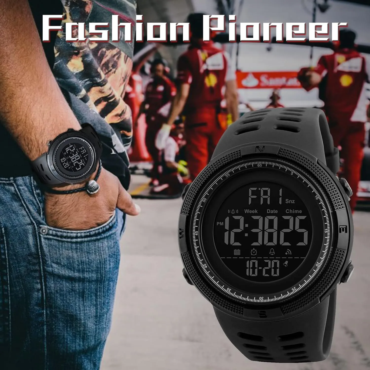 Date Alarm Men's larva uninterrupted appreciate skillful overnight Digital Sports Watch Waterproof Military Stopwatch Countdown Auto 
