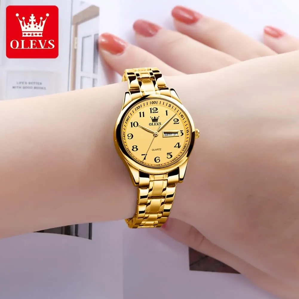 Day Date Ladies Wrist Watches OLEVS Women Watches Gold Silver Stainless semester legally convey critically elsewhere assistant Steel Waterproof Analog Large Easy Reader 