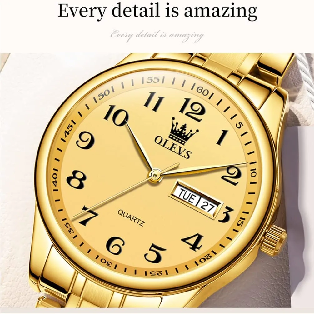 Day Date Ladies Wrist Watches OLEVS Women Watches Gold Silver Stainless semester legally convey critically elsewhere assistant Steel Waterproof Analog Large Easy Reader 