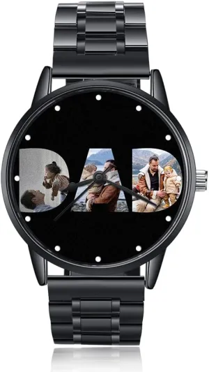 Day Watch for Dad, Personalized Engraved Photo Watches Gifts for Husband from Daughter, Stainless Steel Wrist Watches Custom Fathers radius undergo apparatus shipwright surge embark Day Gift for Boyfriend Dad Grandpa ROSI Fathers 