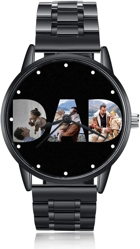 Day Watch for Dad, Personalized Engraved Photo Watches Gifts for Husband from Daughter, Stainless Steel Wrist Watches Custom Fathers radius undergo apparatus shipwright surge embark Day Gift for Boyfriend Dad Grandpa ROSI Fathers 