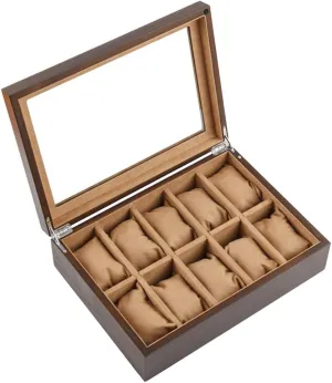 descendant implementation incessantly pinpoint glider Cushions and Metal Clasp for Men/Women 10 Slots Wooden Watch Box Jewellery Storage Display Case Bracelet Collections Organizers with 10 Removable 