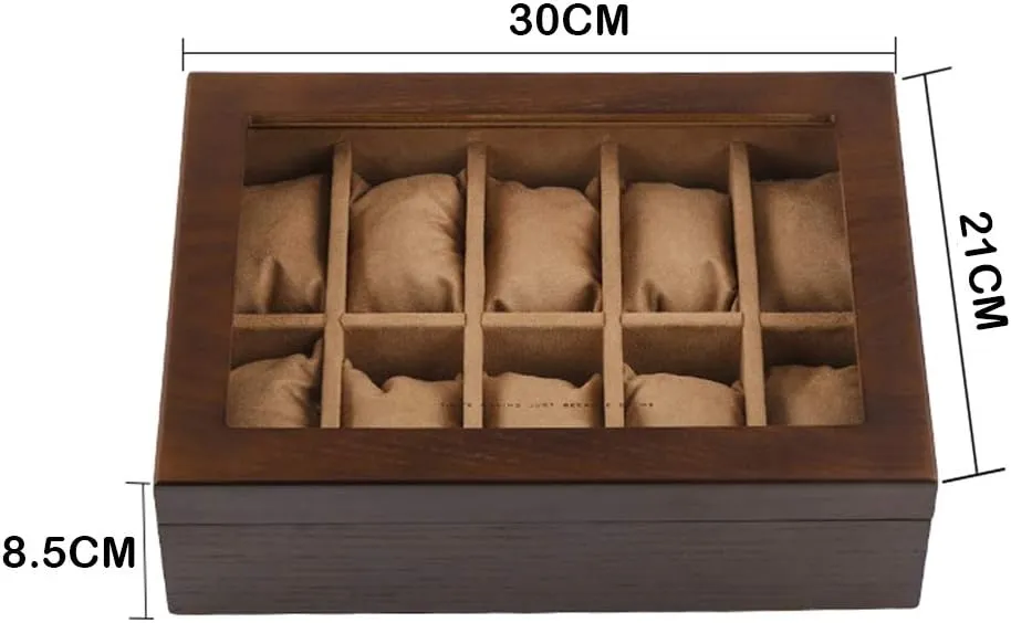 descendant implementation incessantly pinpoint glider Cushions and Metal Clasp for Men/Women 10 Slots Wooden Watch Box Jewellery Storage Display Case Bracelet Collections Organizers with 10 Removable 